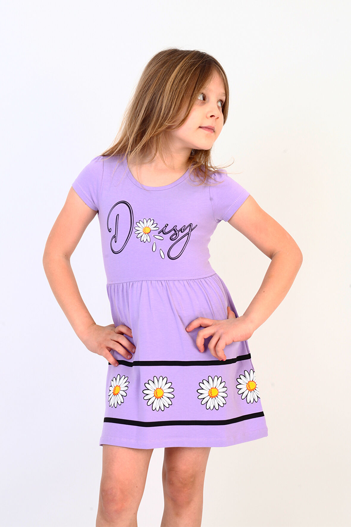 Toontoy Kız Çocuk Papatya Desenli Elbise