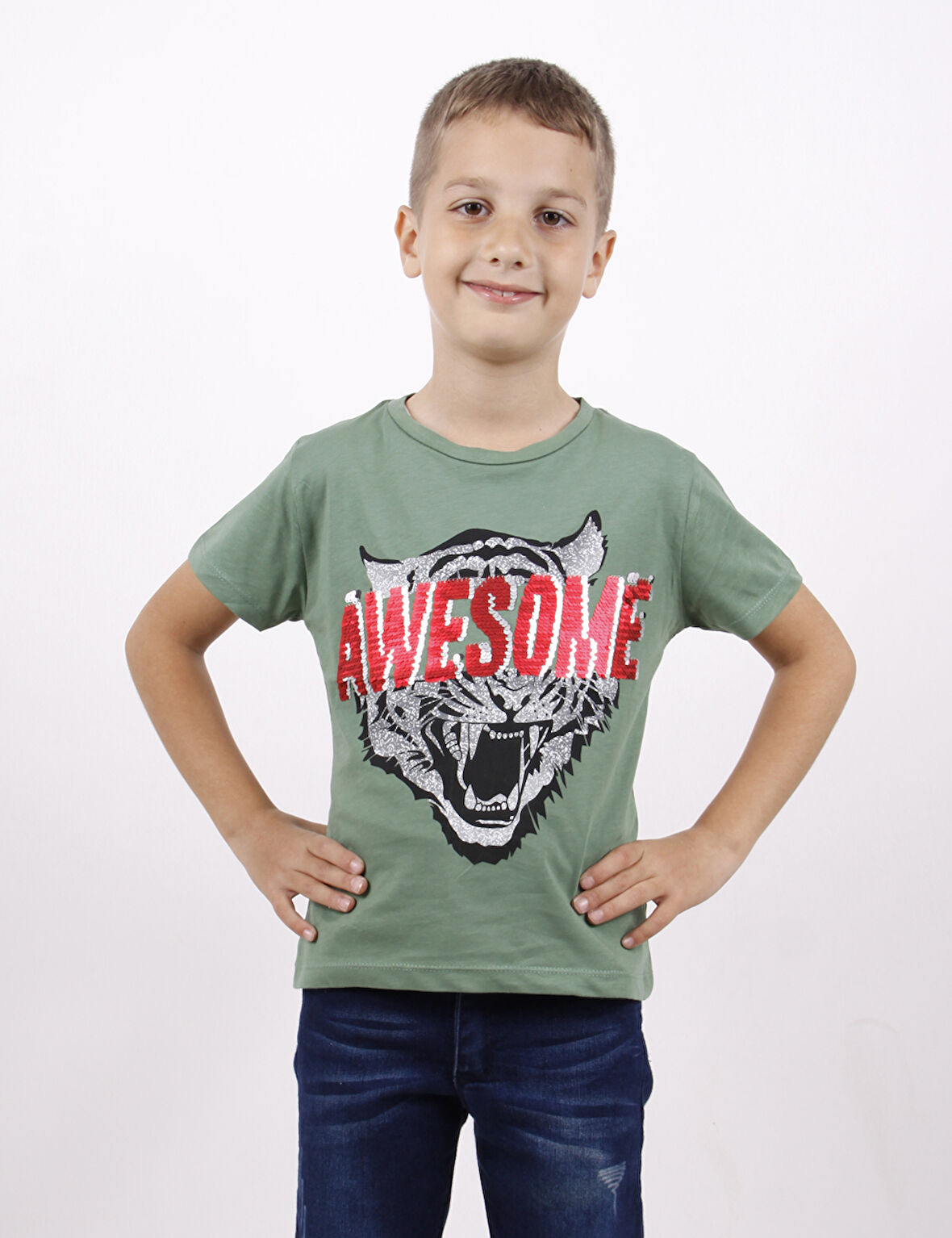 Toontoy Erkek Çocuk Awesome Pul Nakışlı T-Shirt