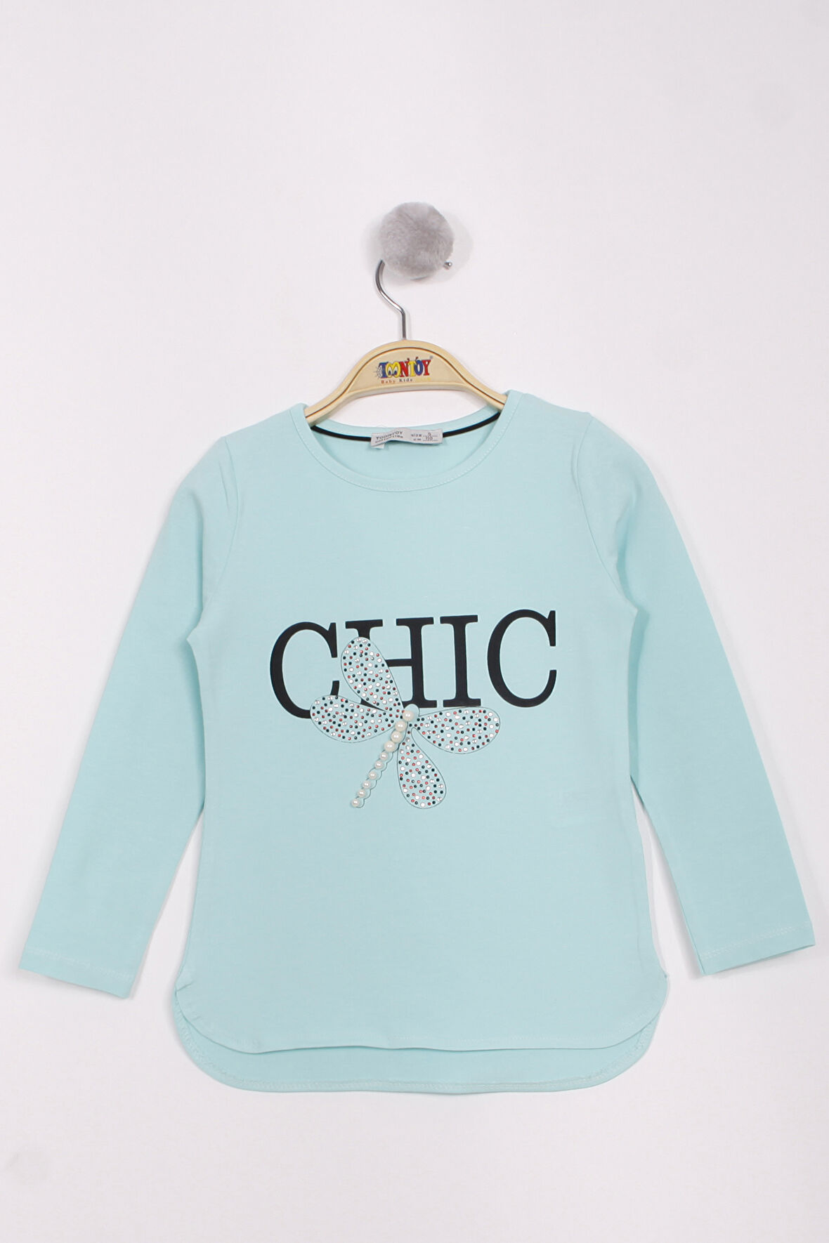 Toontoy Kız Çocuk Yusufçuk Baskılı İnci Detaylı T-Shirt