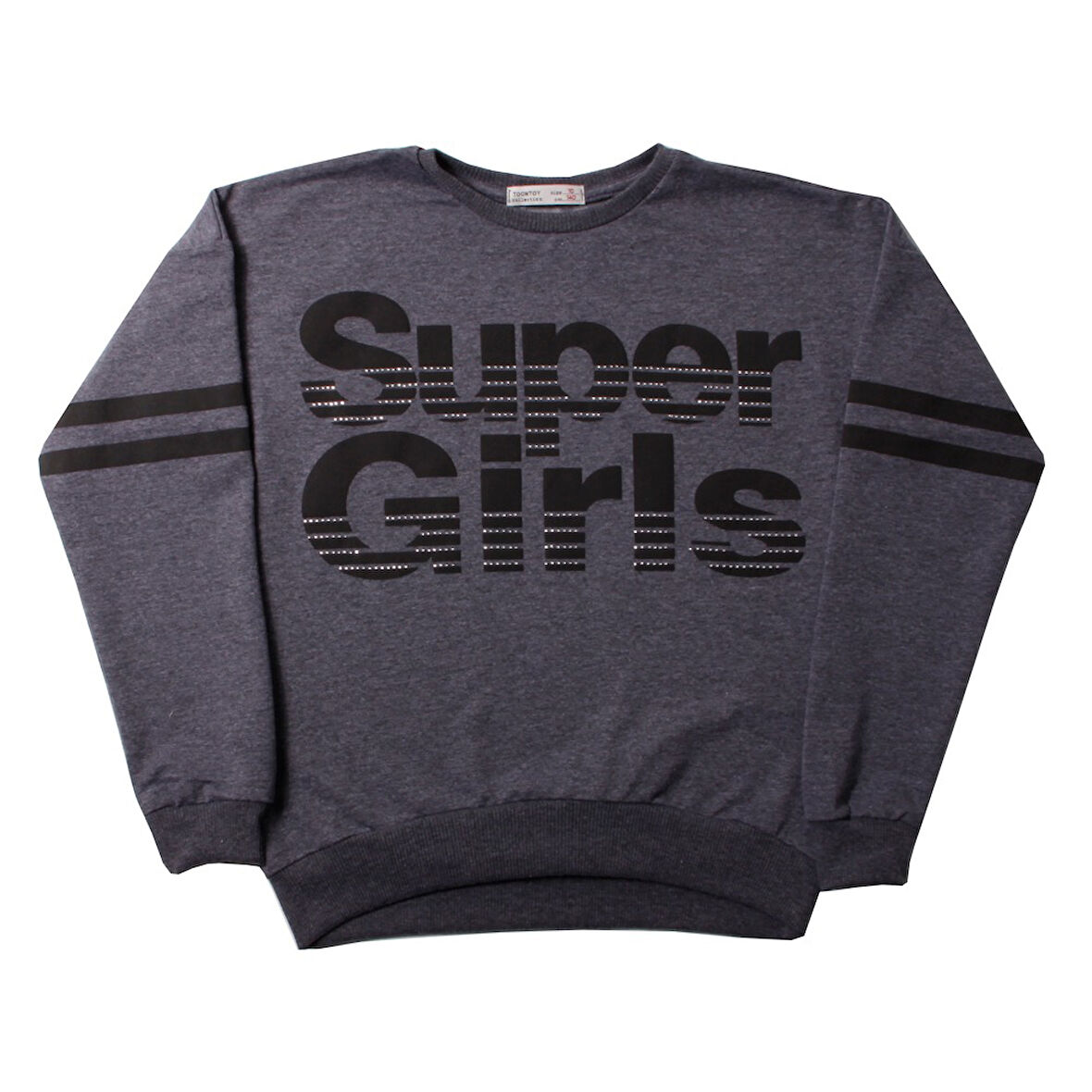 Toontoy Kız Çocuk Sweatshirt Super Girls Baskı Ve Taş
