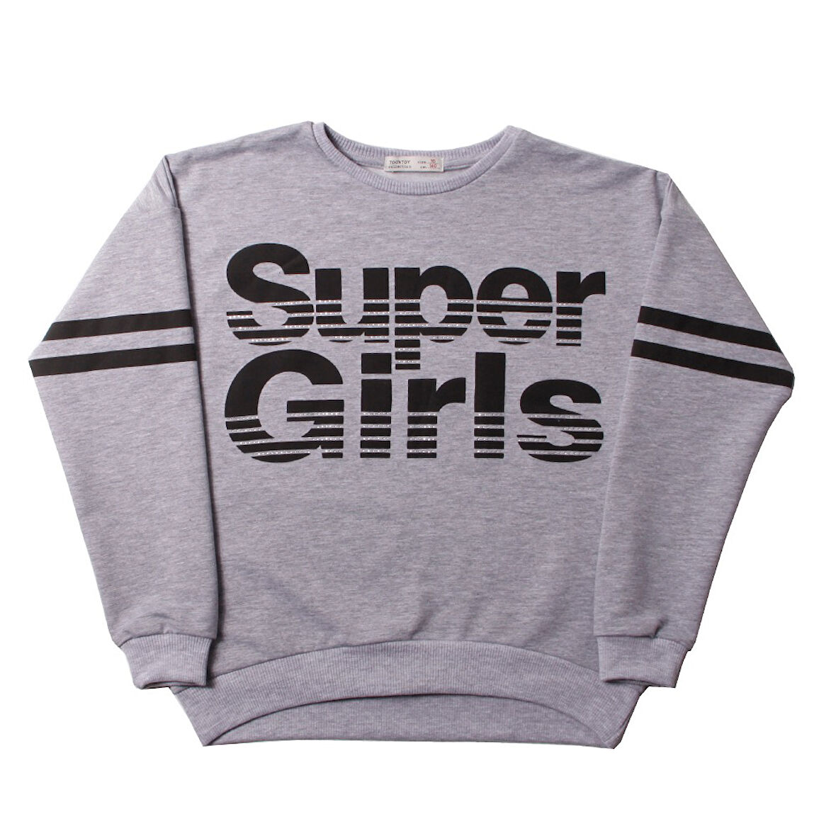 Toontoy Kız Çocuk Sweatshirt Super Girls Baskı Ve Taş