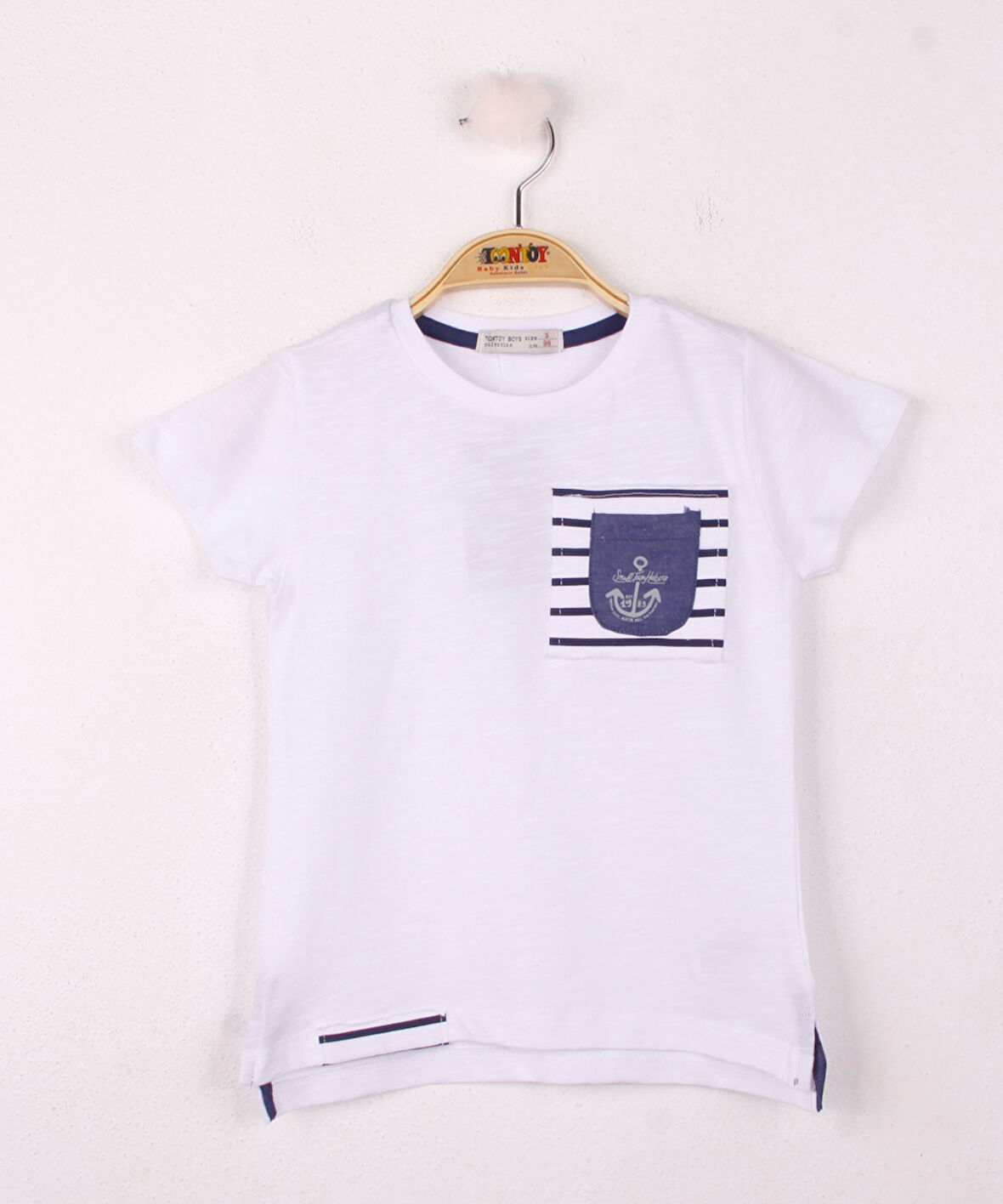 Toontoy Erkek Çocuk Cep Üstü Çapa Nakışlı T-Shirt