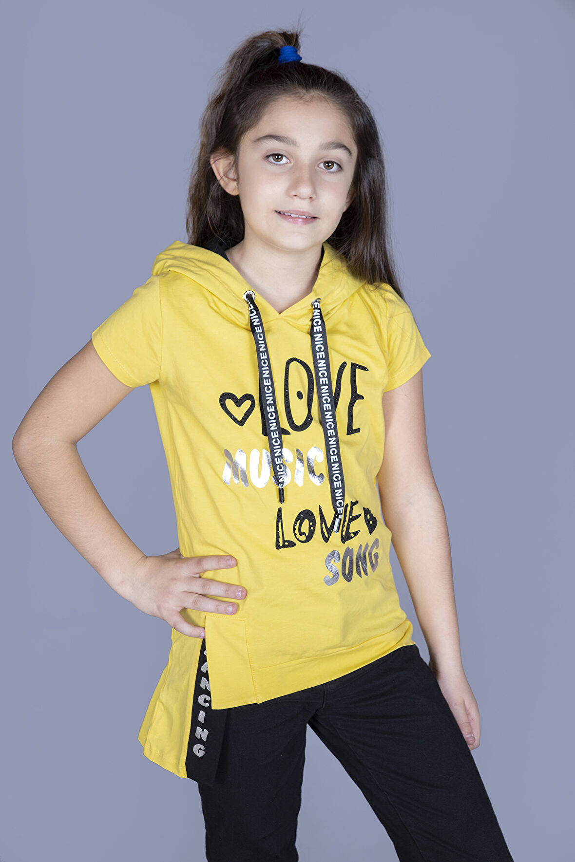 Toontoy Kız Çocuk Kapüşonlu Baskılı Tişört