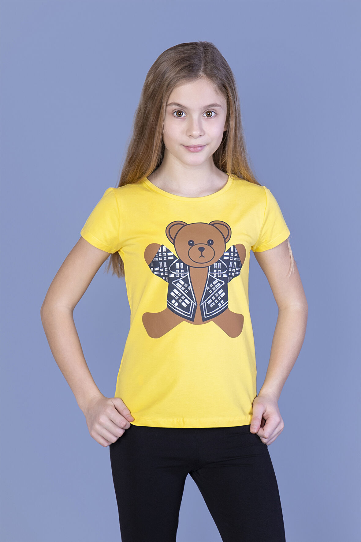 Toontoy Kız Çocuk Ayıcık Baskılı Tişört