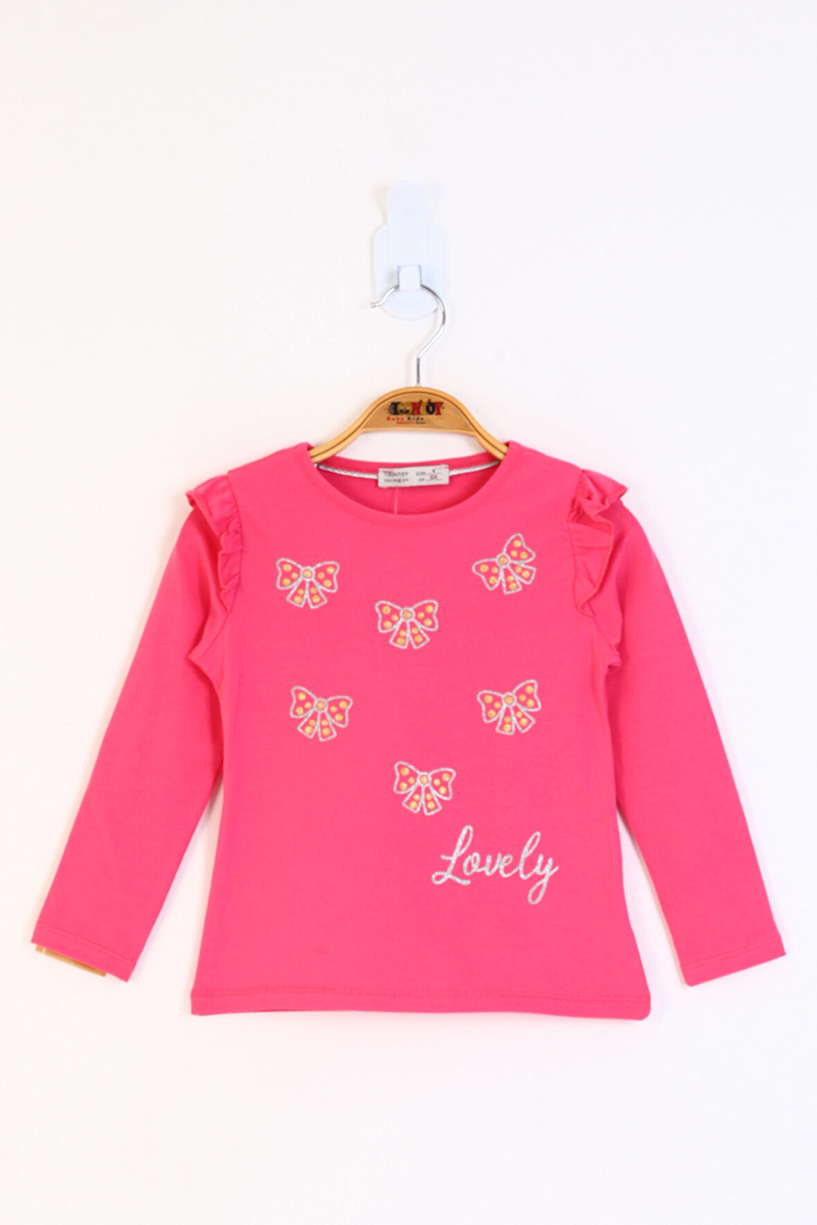 Toontoy Kız Çocuk Fiyonk Baskılı Tişört