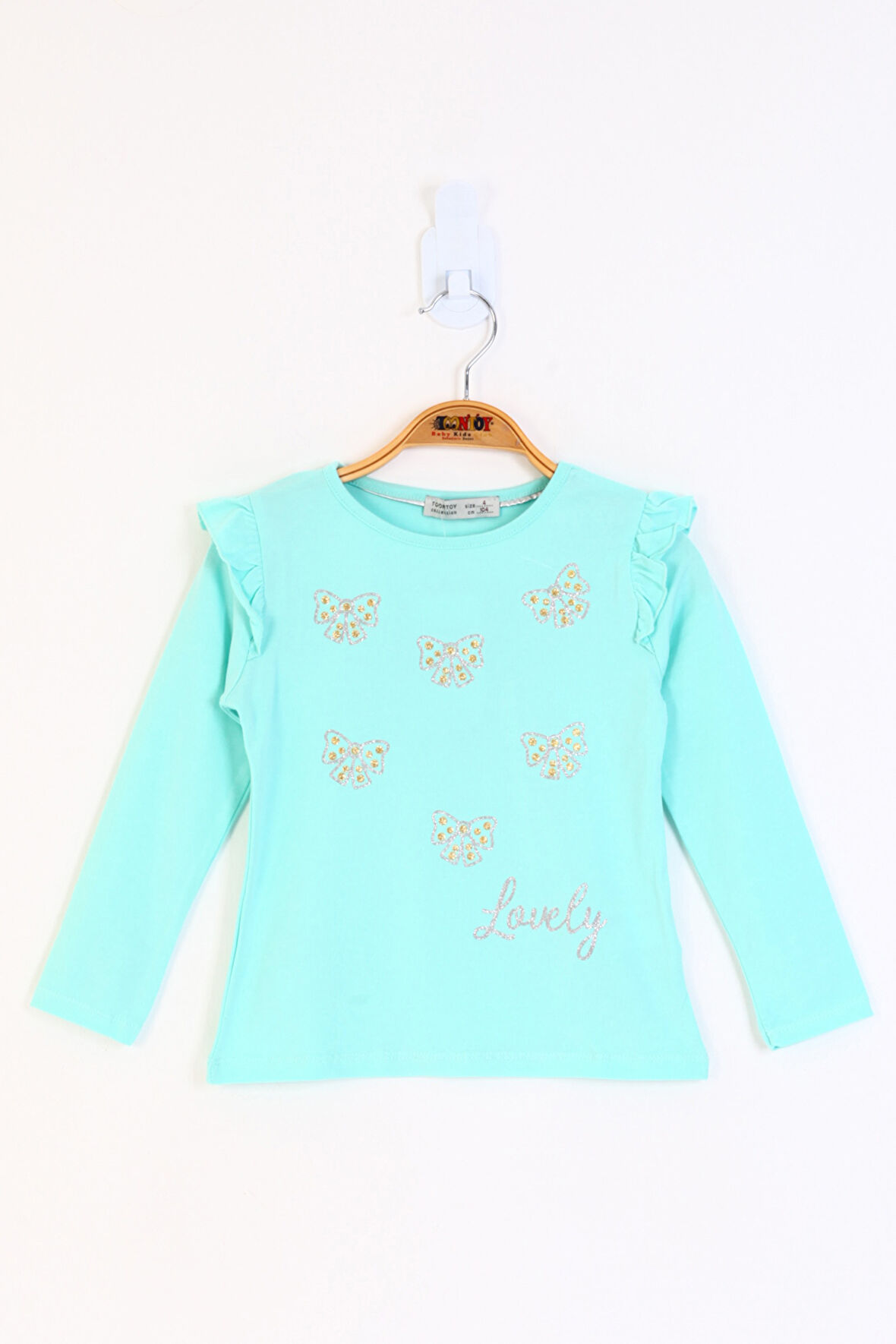 Toontoy Kız Çocuk Fiyonk Baskılı Tişört