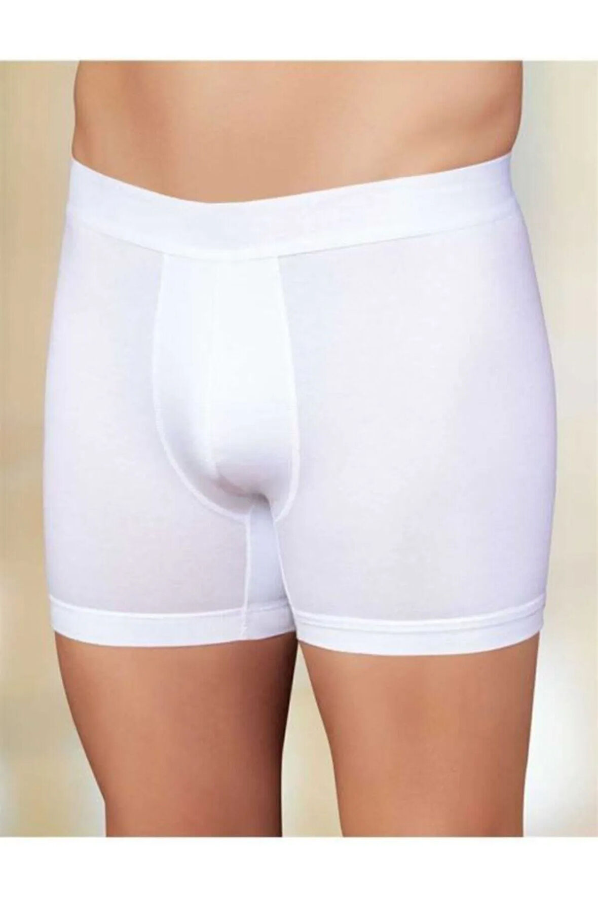 Erkek Likralı Boxer Beyaz 6'lı Paket Yazılı Torbalı Boxer Me031