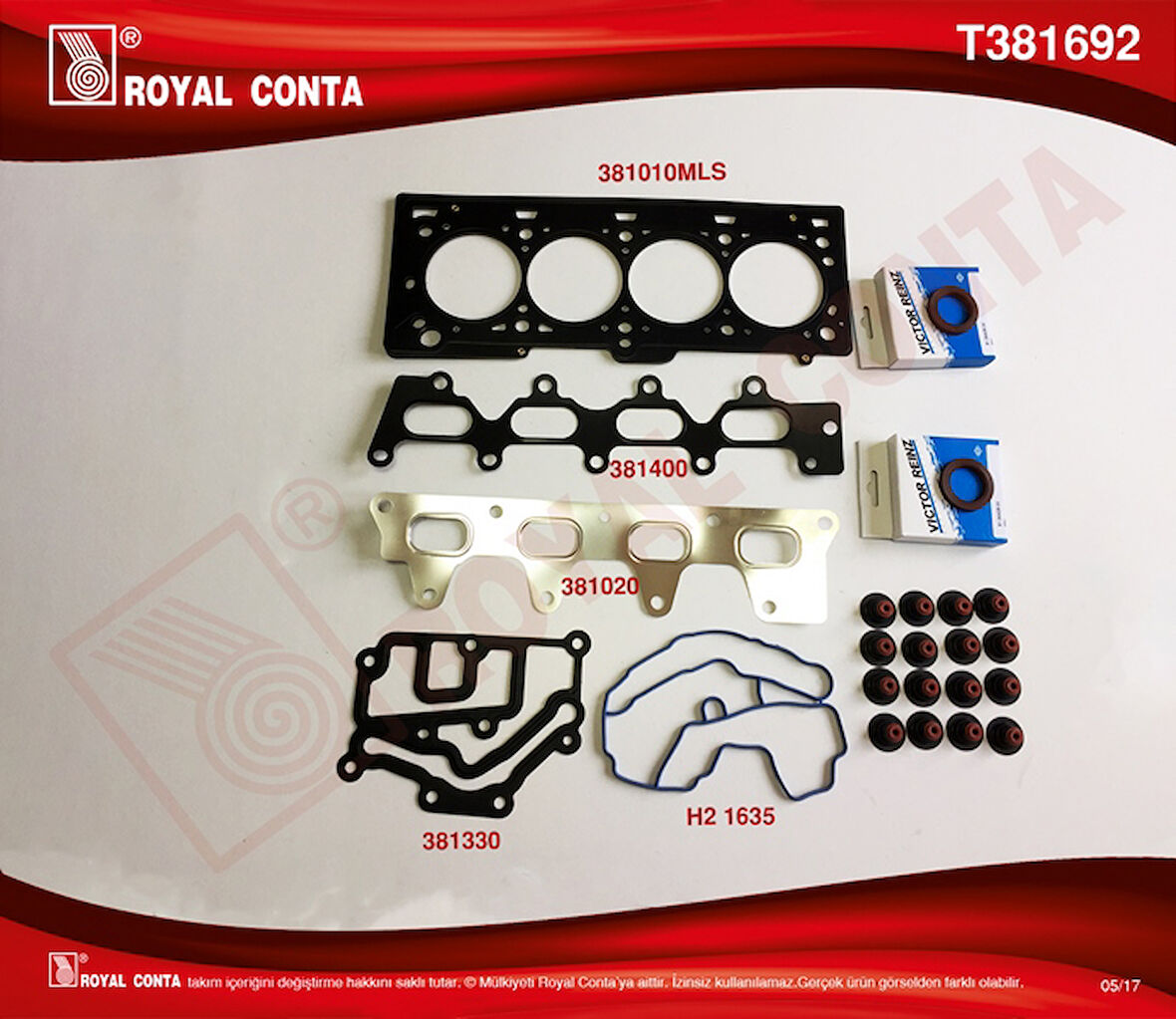 Renault Ust Takım Contası Raınz Keceli / Subap Lastıklı Clio Megane Laguna 1,4 16v K7m 1,6 16v K7j - Royal T381692