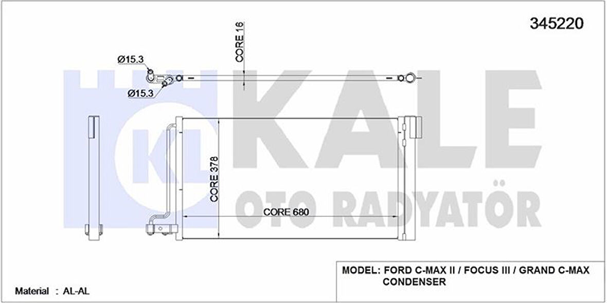 Ford Klima Radyatoru Focus III 1.6ti  16v /  11 /> C Max Grand C Max 1.6ti 16v 10 /> Benzinli - Kale 345220