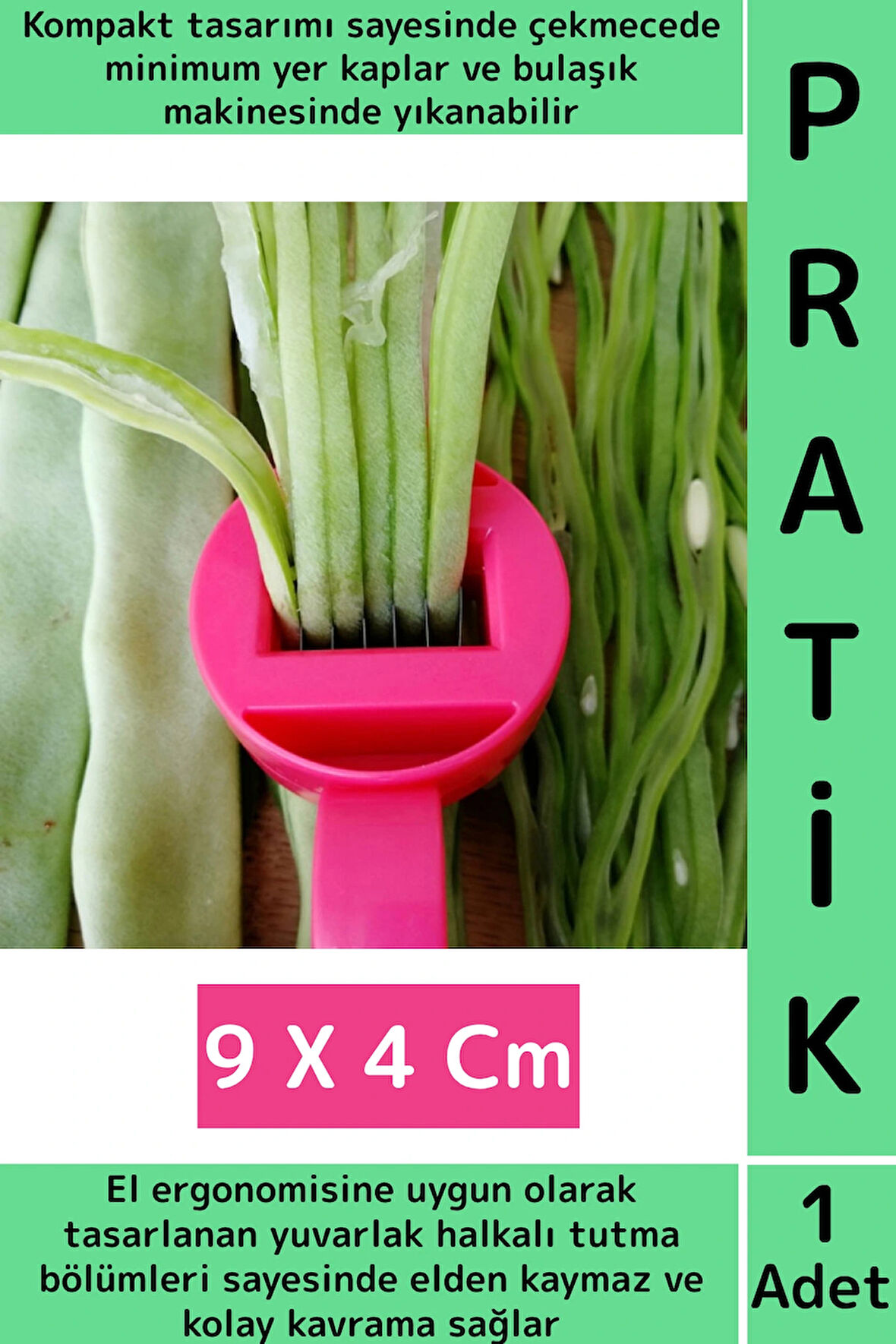 Ergonomik Tutuş Mutfak Kaymaz Hızlı Pratik Bamya Bakla Taze Fasulye Dilimleme Ayıklama Aparatı