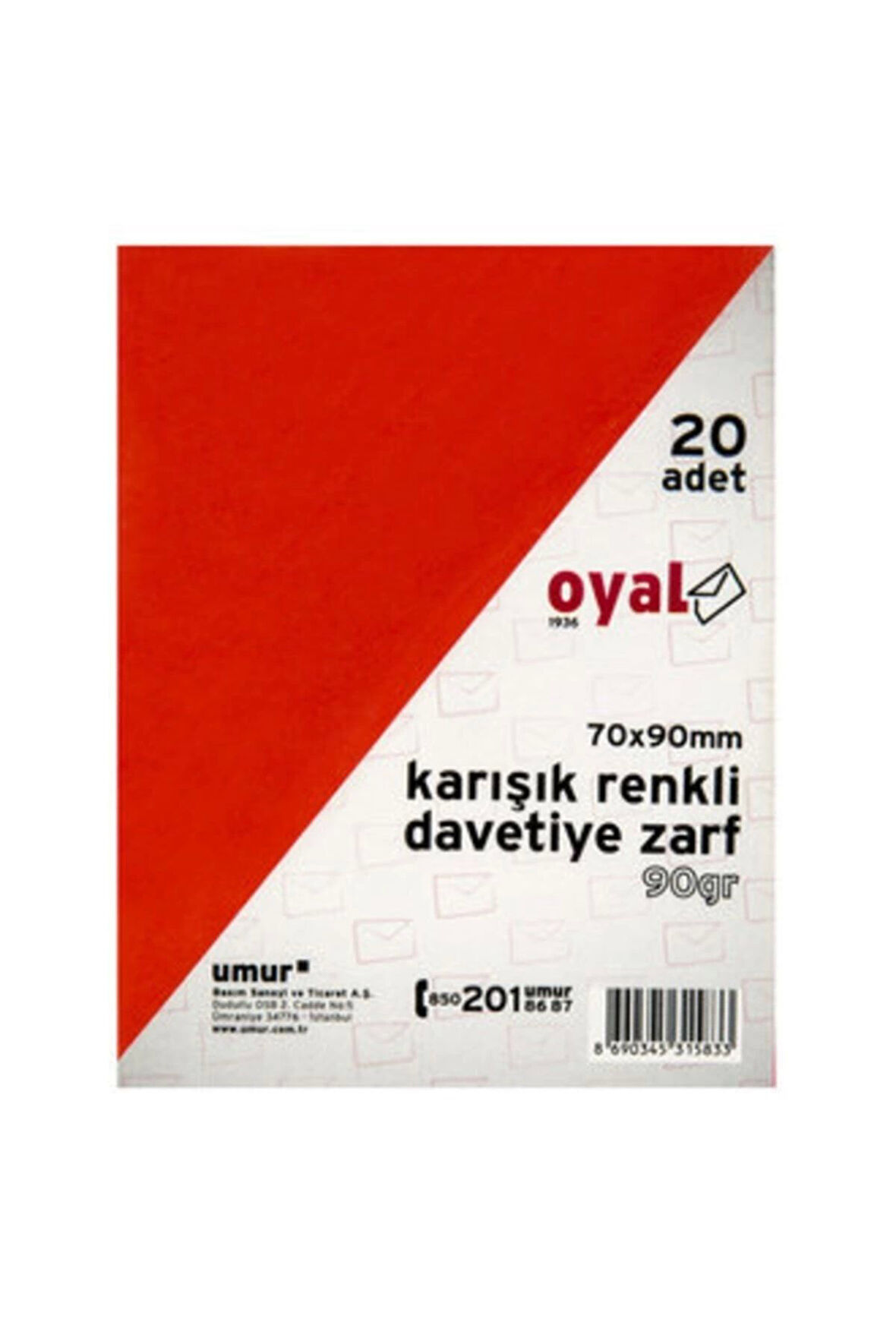 UMUR 70*90 OYAL KARIŞIK RENKLİ DAVETİYE ZARFI