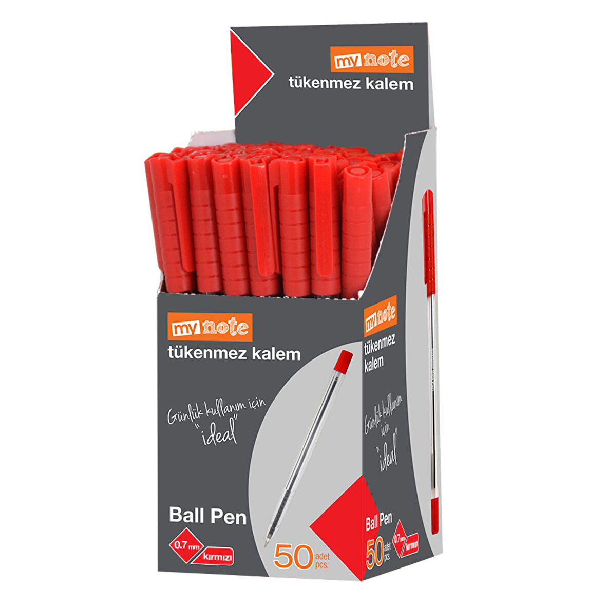 Mynote Ball Pen Tükenmez Kalem 0.7 mm Kırmızı 50 li Kutu