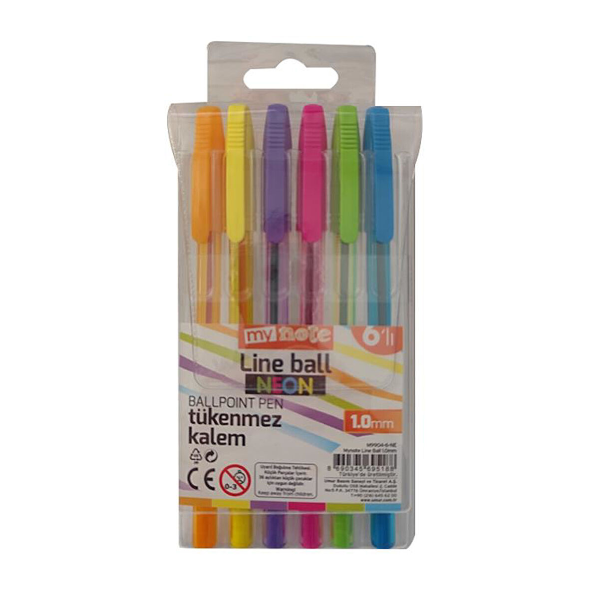 Mynote Line Ball 1.0 mm 6'lı Neon