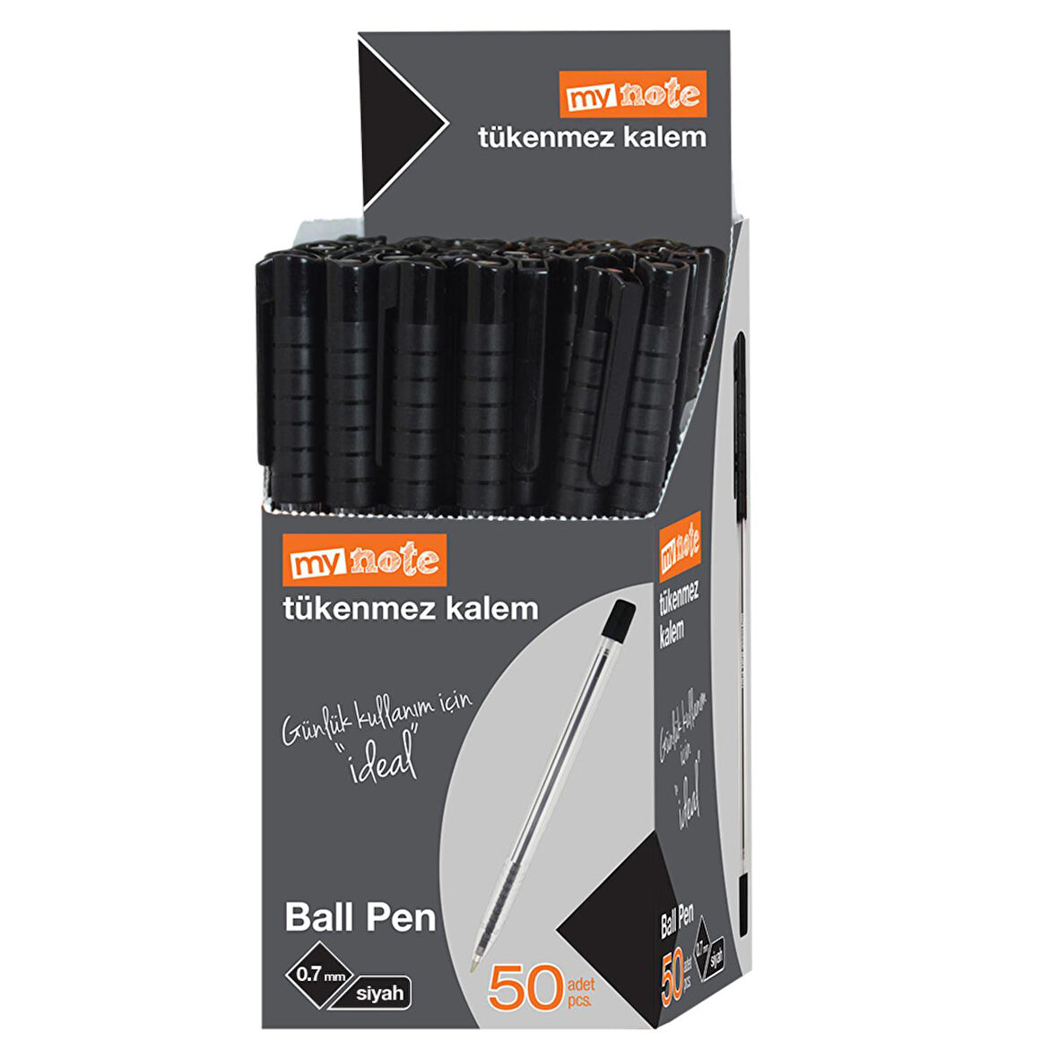 Mynote Ball Pen Tükenmez Kalem 0.7 mm Siyah 50 li Kutu