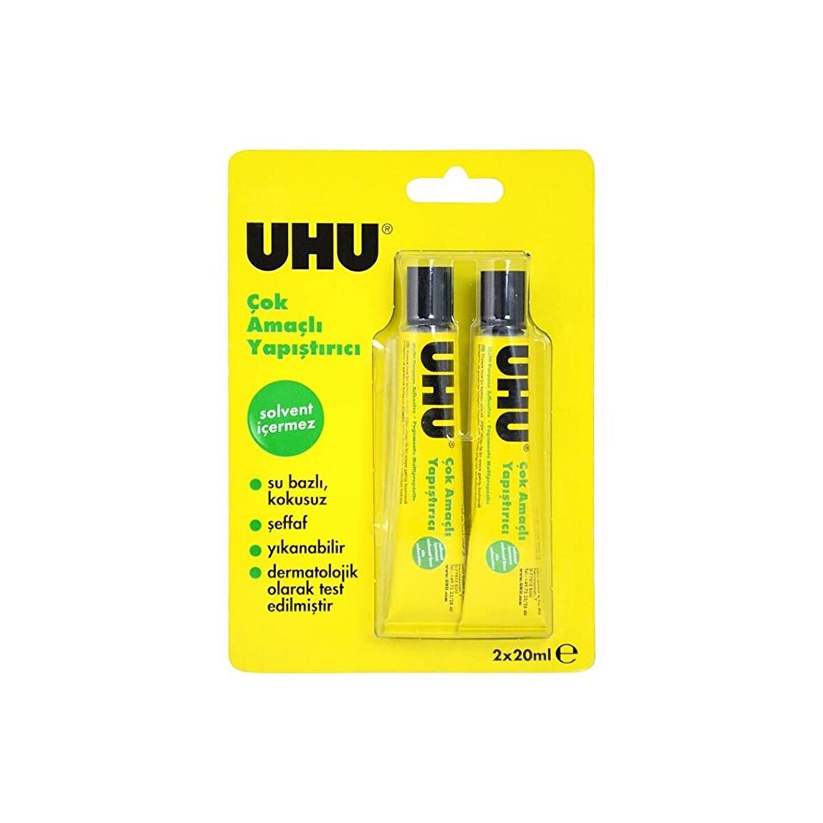 Uhu No.12 BL2 Solventsiz Şeffaf 2 X 20 Ml. - 1 Paket