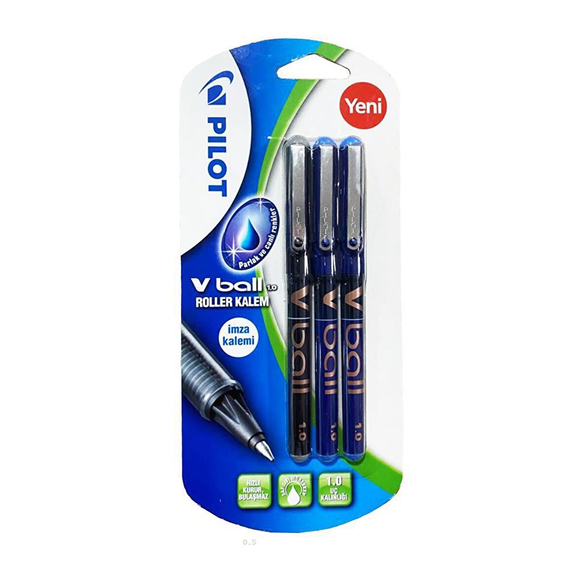 Pilot V-Ball 0.1 ( 2 Mavi - 1 Siyah ) Sıvı Mürekkepli Roller Kalem 3'lü