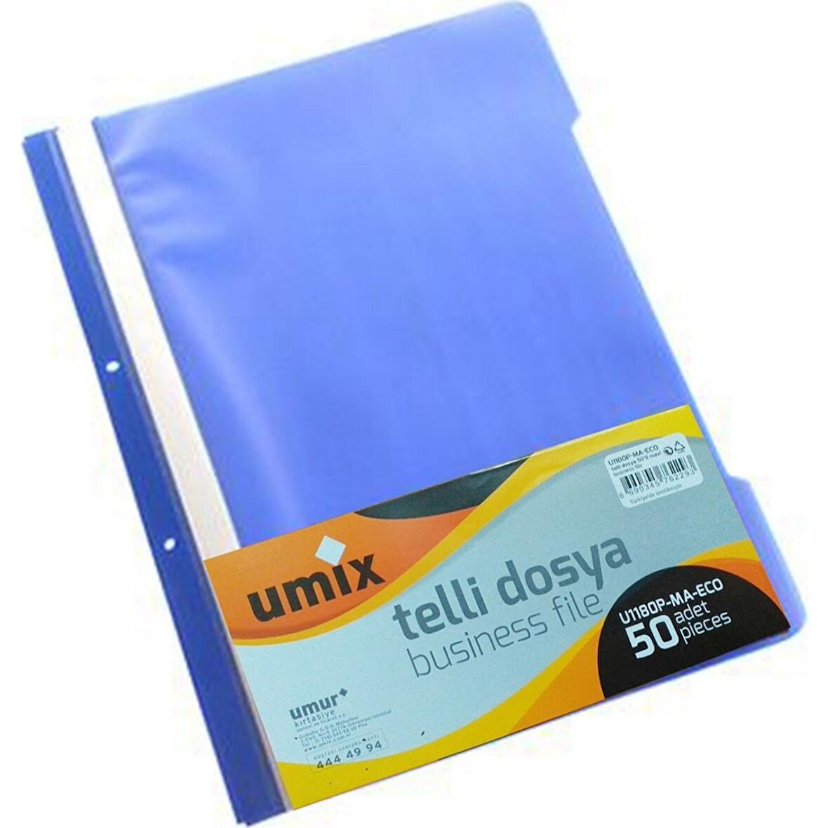 Umix Telli Dosya Eco Plastik Mavi 50'li