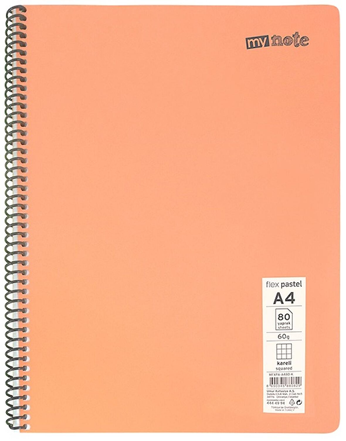 MYNOTE FLEX PASTEL DEFTER PP KAPAK SPİRALLİ A4 120 YP ÇİZGİLİ MFXPA-A4120-Ç 30001912 6 Adet