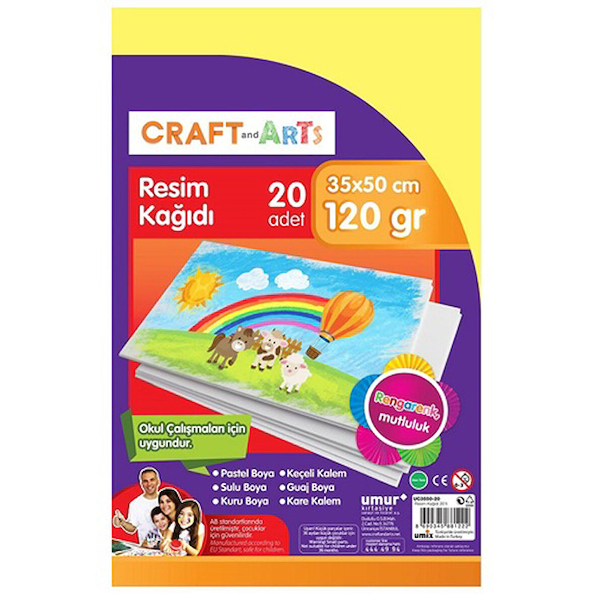 Umur Craft Arts Resim Kağıdı 35X50 120Gr 20Li - 3 paket