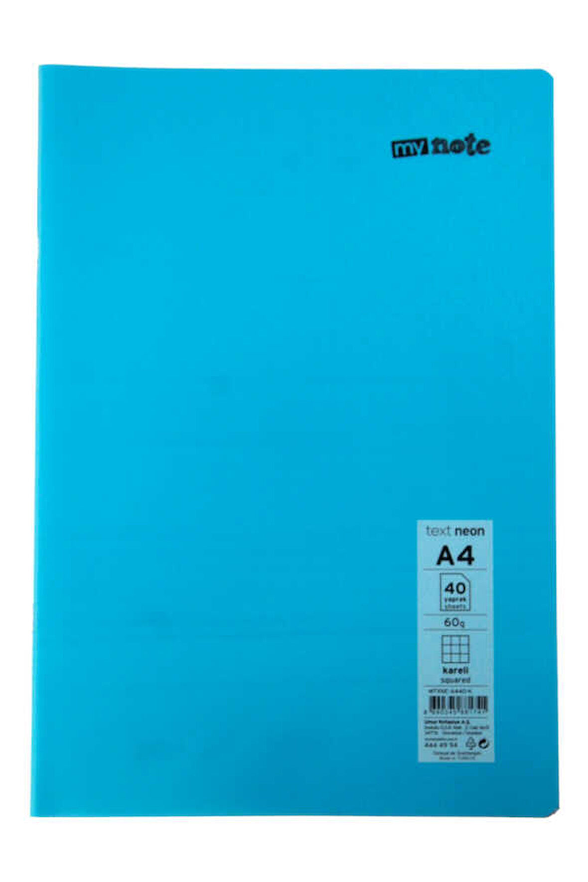 Mynote Text Neon A4 40 Yaprak Kareli Plastik Kapak Defter