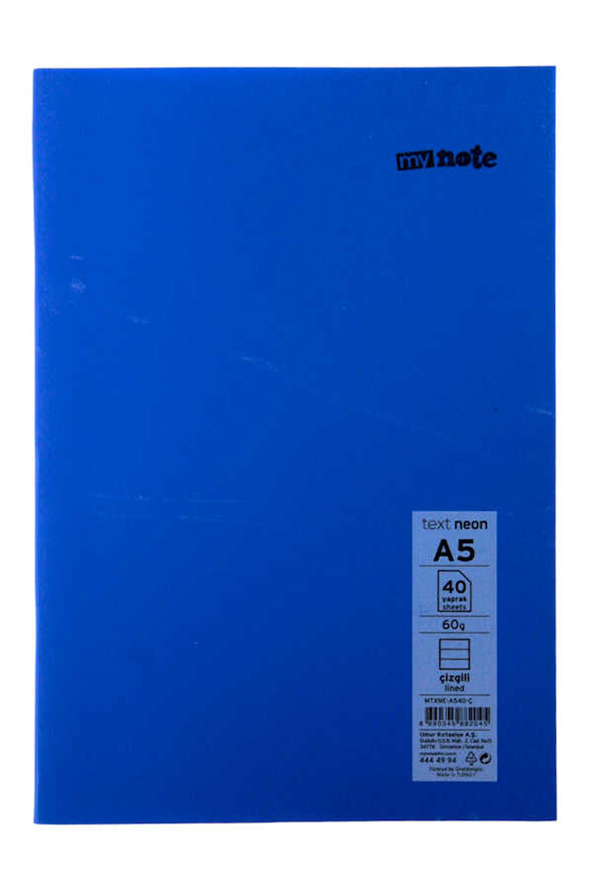 Mynote Text A5 40 Yaprak Çizgili Plastik Neon Kapaklı Defter