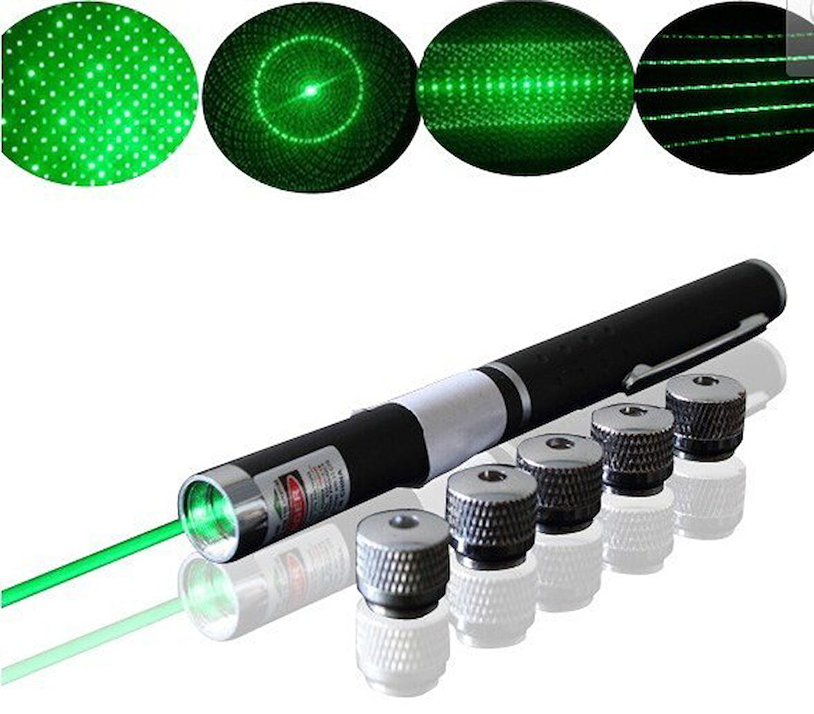 Yeşil Lazer Pointer 50 Mw 15 Km Etkili (5 Başlıklı)