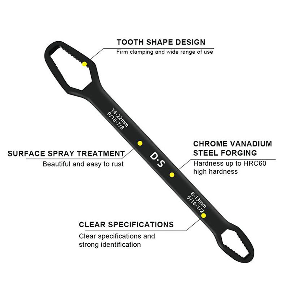 Universal Anahtarı Çift kafalı  Çok Fonksiyonlu 6-22mm