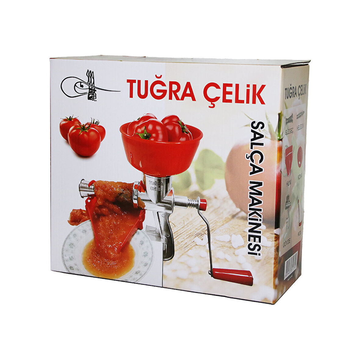 KOLLU   ALÜMİNYUM  SALÇA MAKİNESİ  SÜZGEÇLİ - PLASTİK HAZNELİ