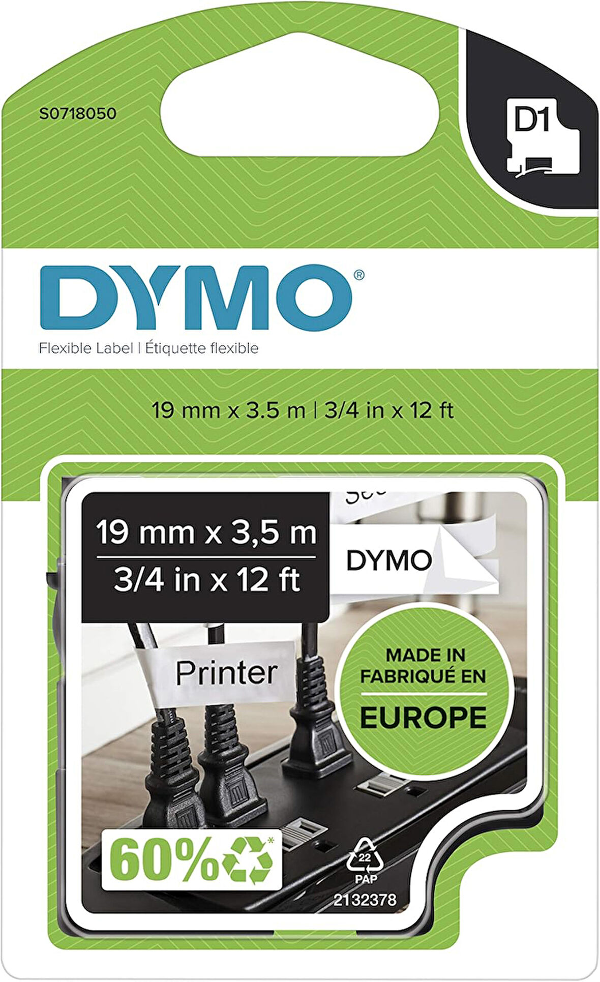 S0718050, Yüksek Performans Esnek Naylon (19 mm x 3,5 mt), Siyah/Beyaz (16958)