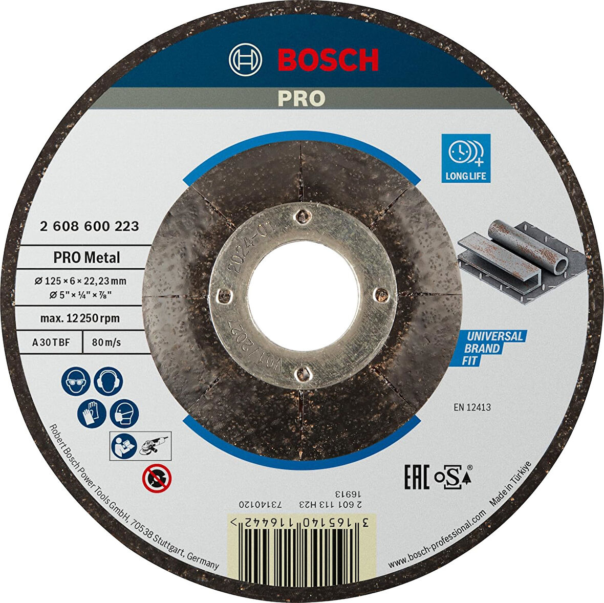 Professional Accessories Bombeli Metal Kesme Diski, Gri, 230 mm, 1 Adet