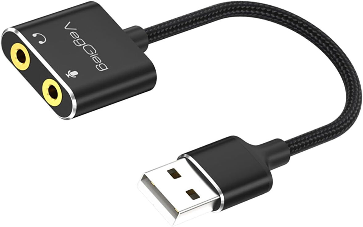 USB Ses Kartı 3.5mm Kulaklık ve Mikrofon Girişli Siyah