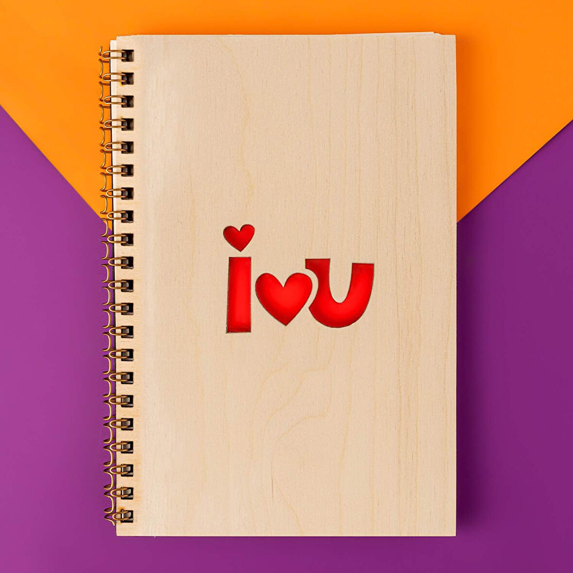 Love You Minimal Tasarımlı Ahşap Kapaklı Defter