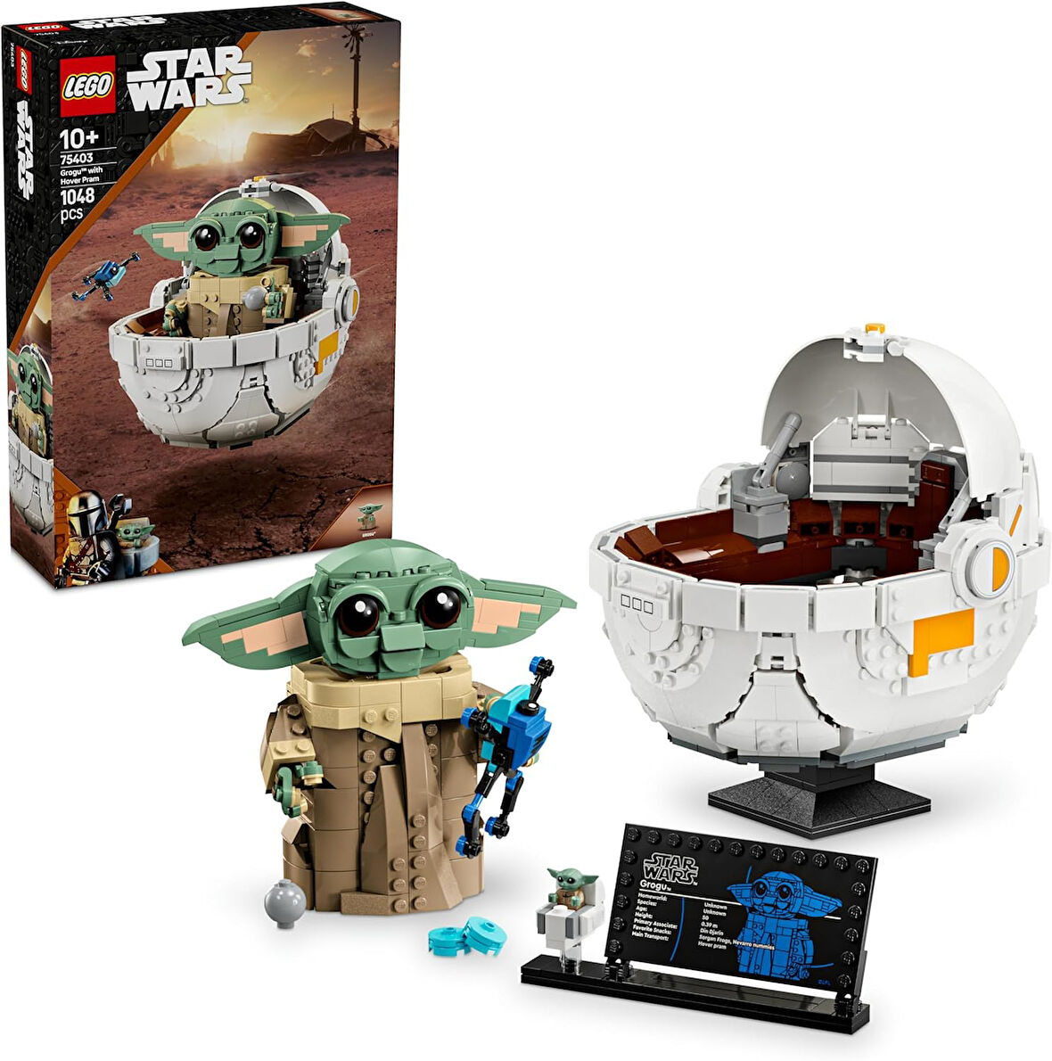 : The Mandalorian Uçan Bebek Arabalı Grogu 75403-10 Yaş ve Üzeri Kız ve Erkek Çocuklar için Yaratıcı Oyuncak Yapım Seti, Doğum Günü Hediyesi (1048 Parça)