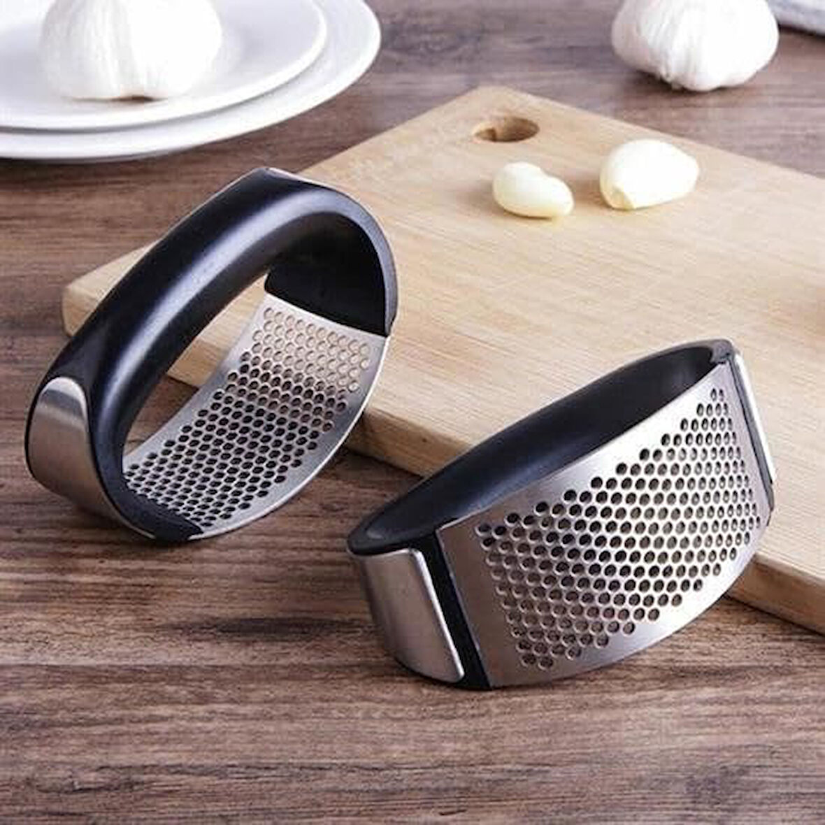 Yeni Sarımsak Ezici Paslanmaz Çelik Garlic Press, Sarımsak Ezme Aleti Aparatı (1 Adet)