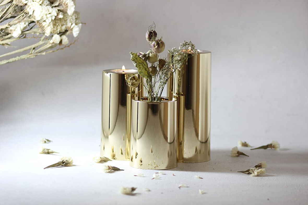 3'lü Tealight Mumluk Seti (GOLD)