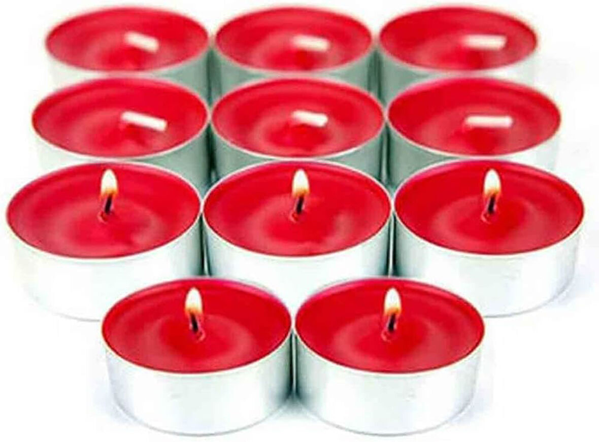 Dekoratif Kırmızı Renkli Tealight Mum Seti, 32'li Paket