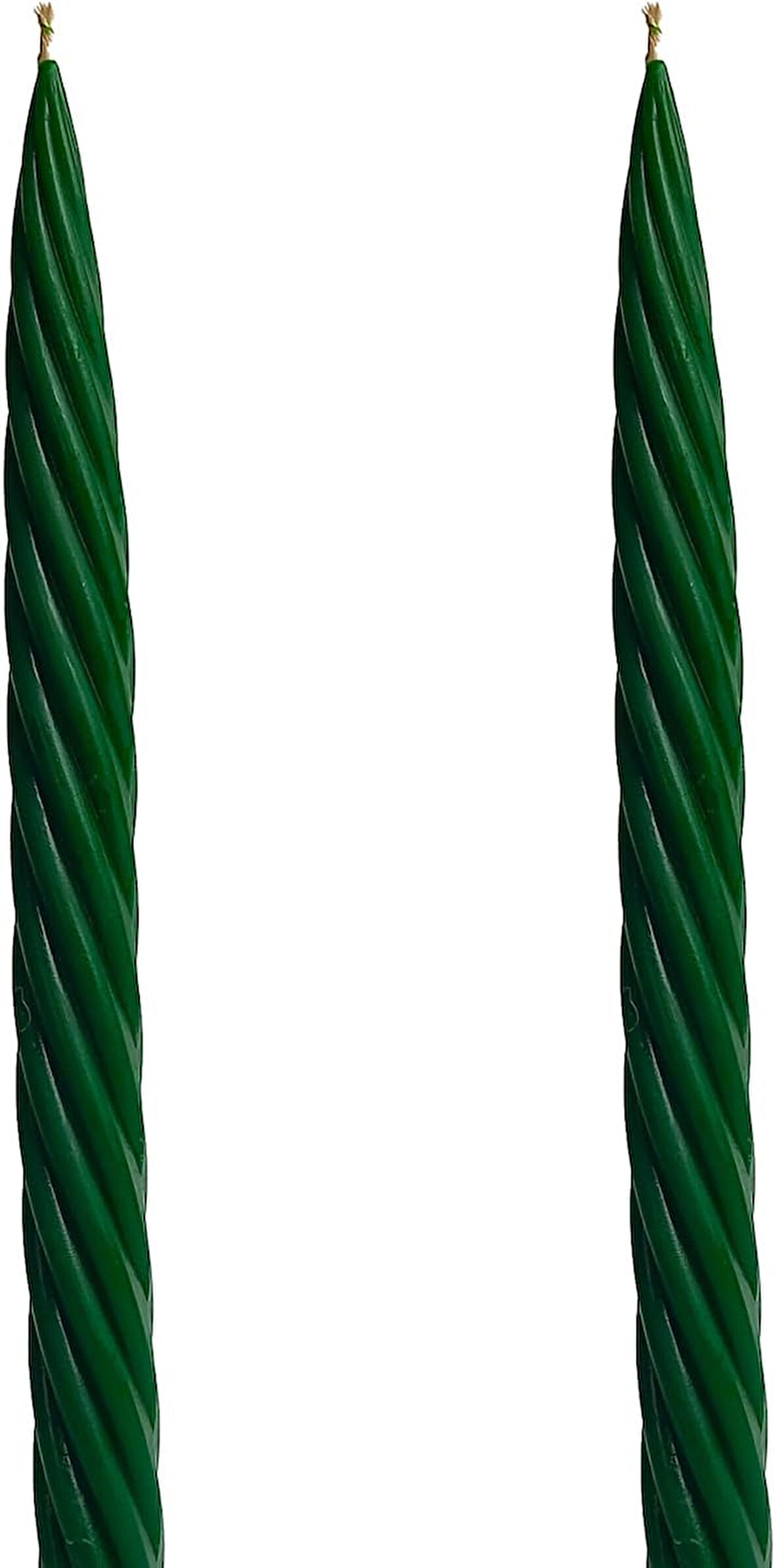 Balmumu Mum Yeşil (2 Adet 27.5Cm) Kalın Burgu Burgulu Balmumu Şamdan Mumu Dekoratif Mum (Yeşil) Mum Balmumu
