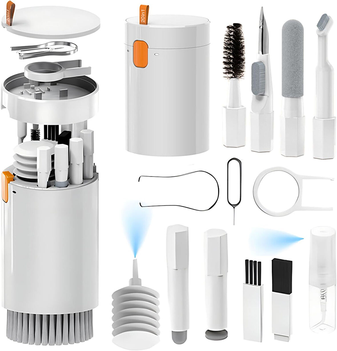 Airpods, iPhone, Pad Şarj Portu, Kamera Lensi, Kulaklık, Dizüstü Bilgisayar, Mekanik Klavye, sim ejecy Aracı, Elektronik Ürün Temizleme için Onarım Temizleyici Araç Kiti 20'si 1 Arada Çok