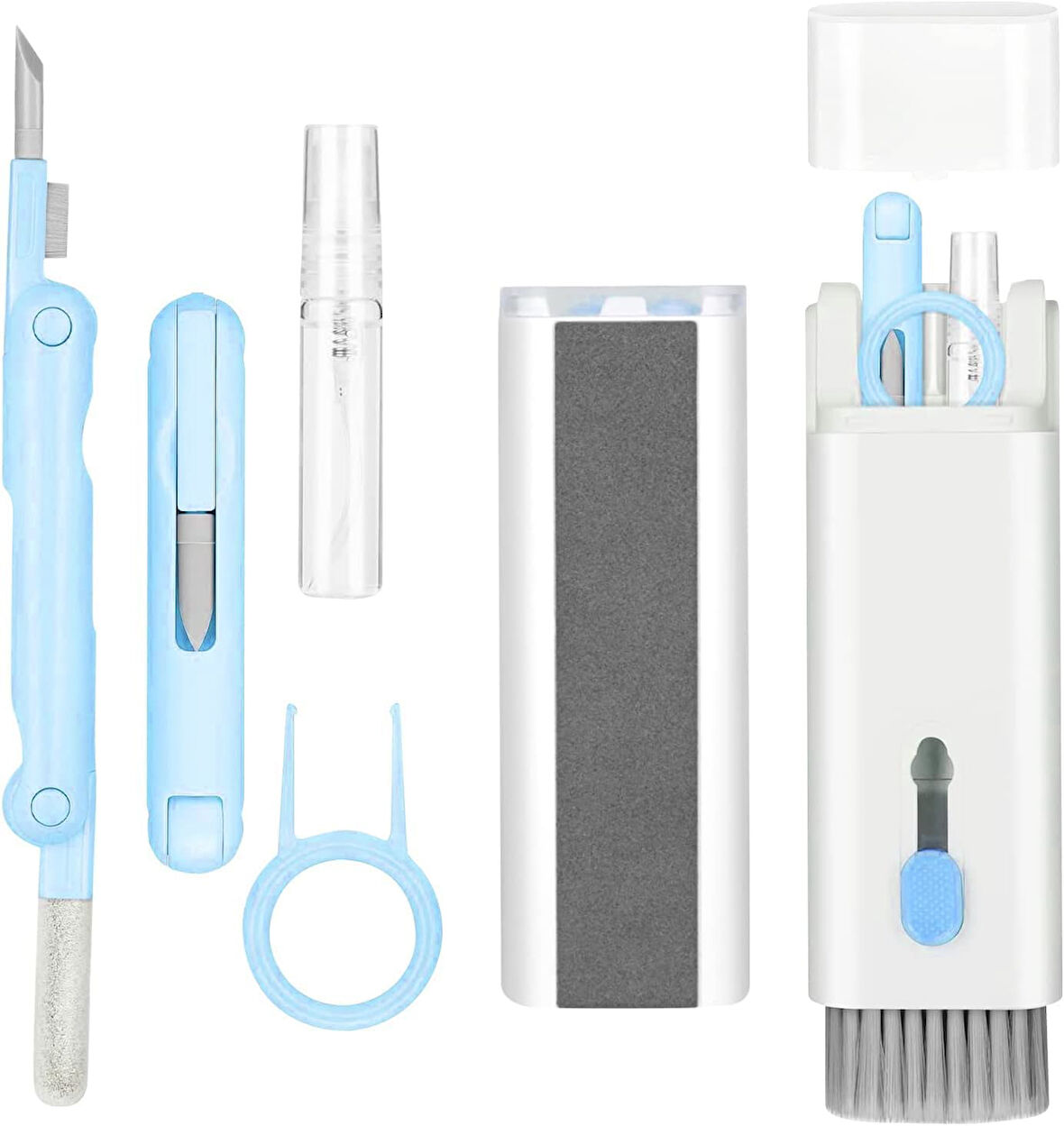 Klavye Temizleme Fırçası 7'si 1 arada Klavye Temizleme Fırçası Seti, Çok İşlevli Kulaklık Temizleyici, Klavye Çektirmeli, Airpods için Kulaklıklar için Akıllı Telefon Temizleme Seti
