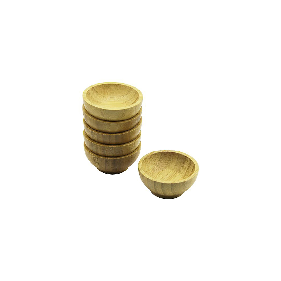 6 PCS MİNİ=6CM AHŞAP BAMBU LOKUMLUK - ÇEREZLİK KASE
