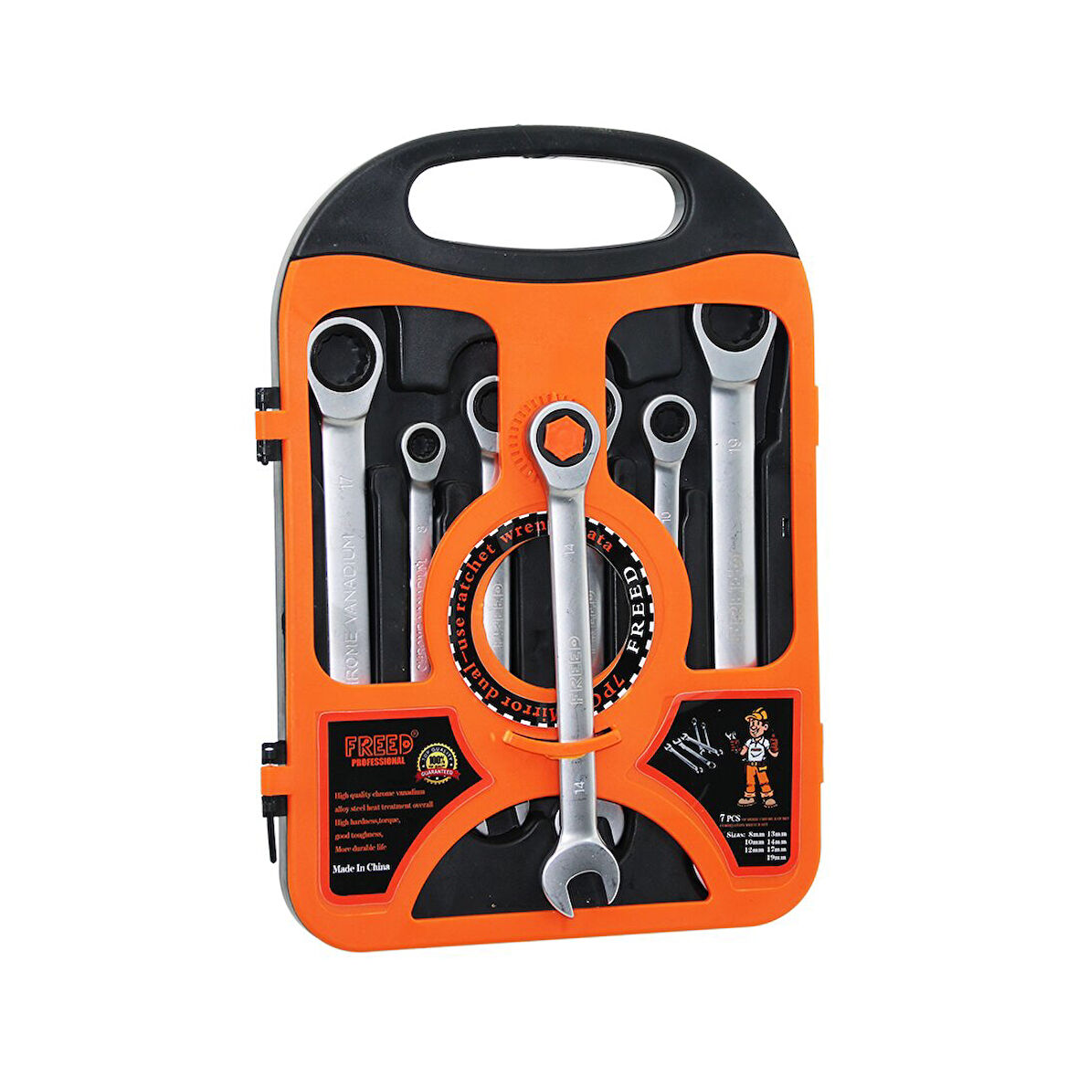 7 PCS CIRCIR KOMBİNE ANAHTAR SETİ 8-10-12-13-14-17-19MMPLASTİK TAŞIMA ÇANTALI
