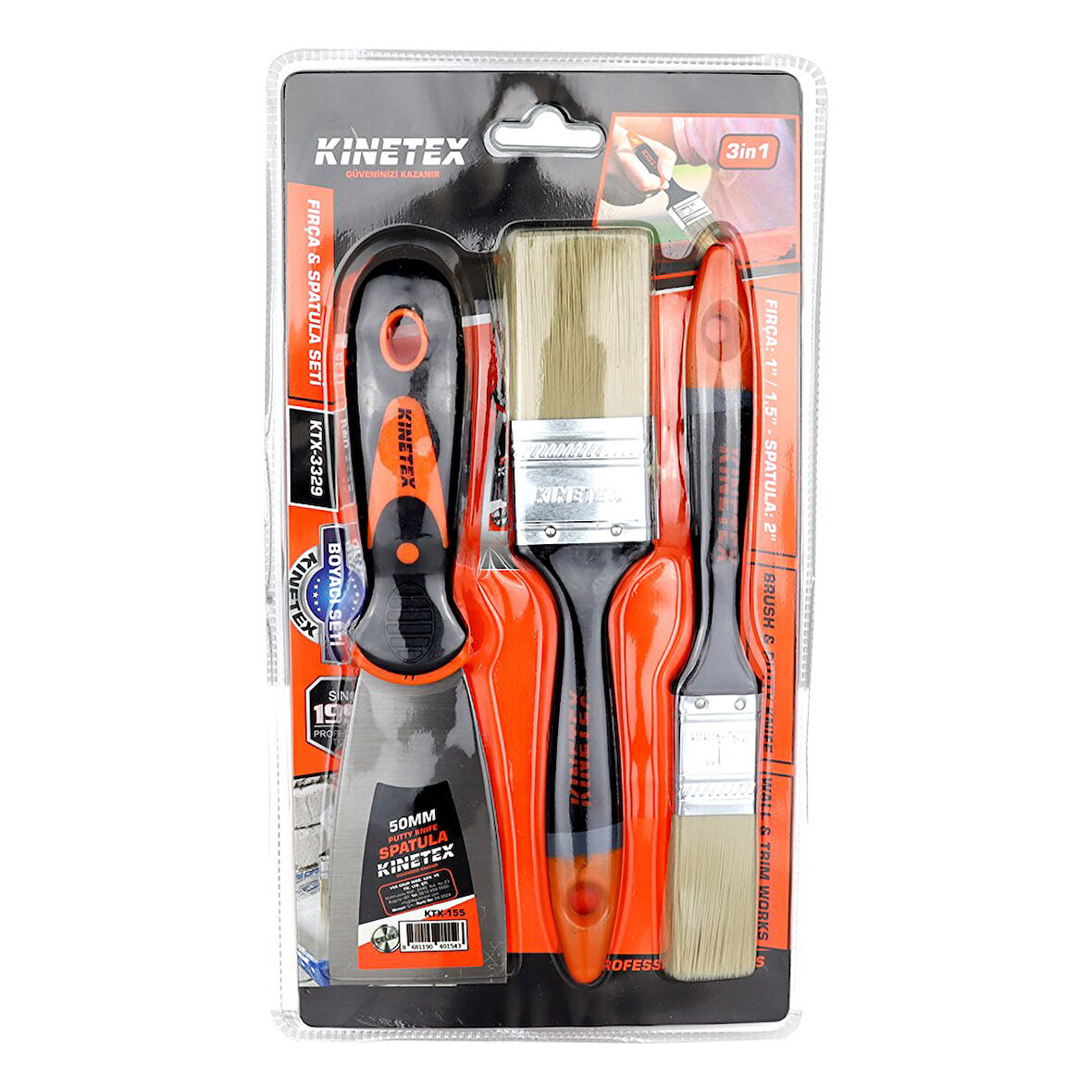 3PCS  BOYACI - NALBUR SET  50MM SPATULA - 2X KESTİRME FIRÇA