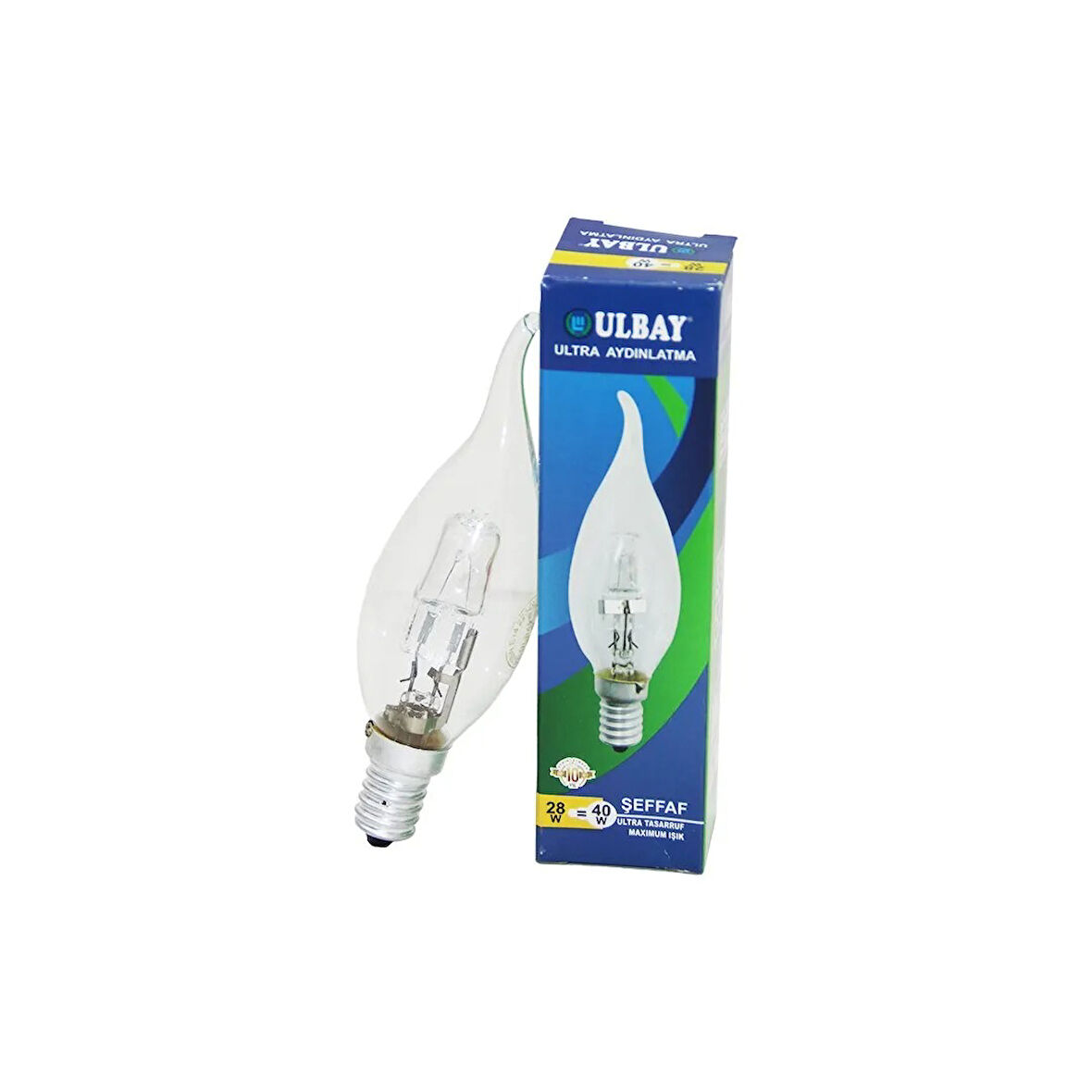 HALOJEN 28W - E14 SARI RENK KIVRIK ŞEFF MUM AMPUL