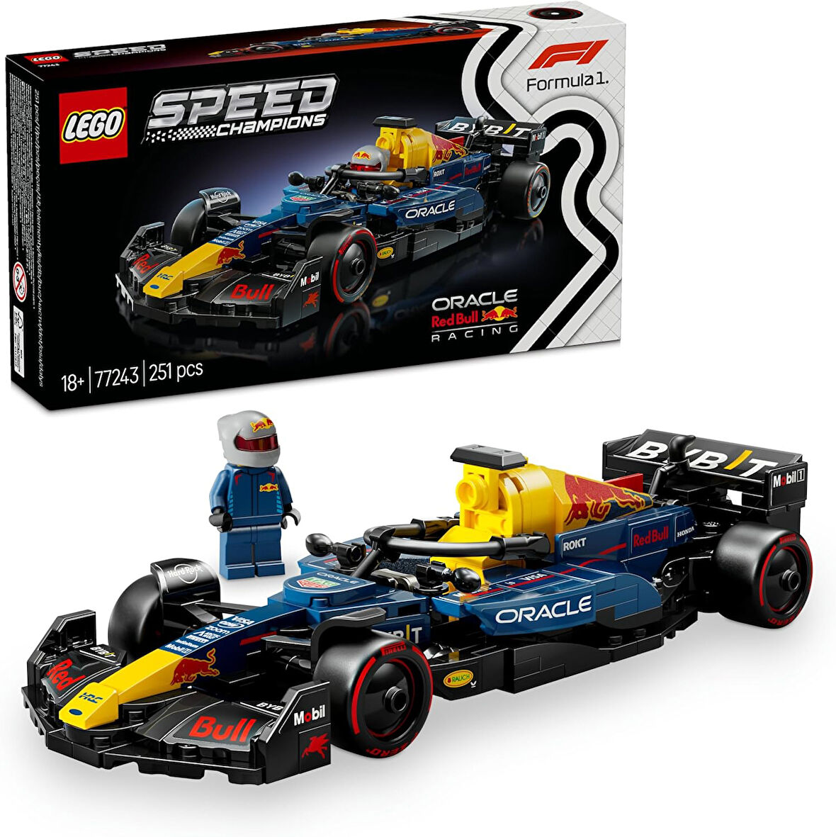 Speed Champions Oracle Red Bull Racing RB20 F1 Yarış Arabası 77243 - 10 Yaş ve Üzeri Kız ve Erkek Çocukları için Koleksiyonluk Sürücü Minifigürü İçeren Yapım Seti ve Sergileme Seti (251 Parça)