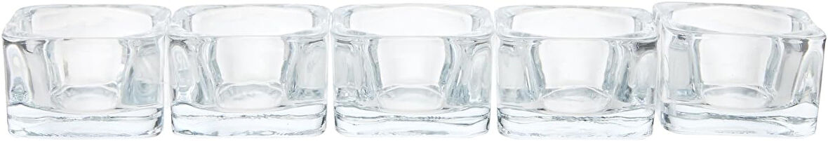 Glasig mumluk şeffaf cam; (5 x 5 cm); 5 adet