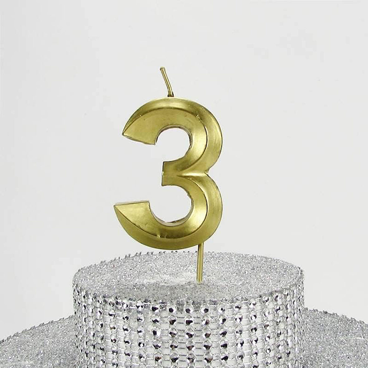 VİTRİNİ 3 Üç Rakamlı Gold (Altın) Mum 6.5 Cm