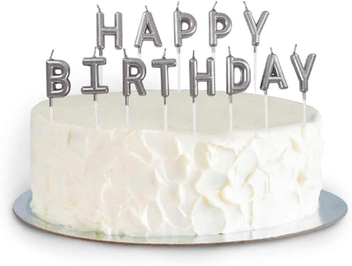 Marifetlerim - Happy Brithday Gümüş Pasta Mumu