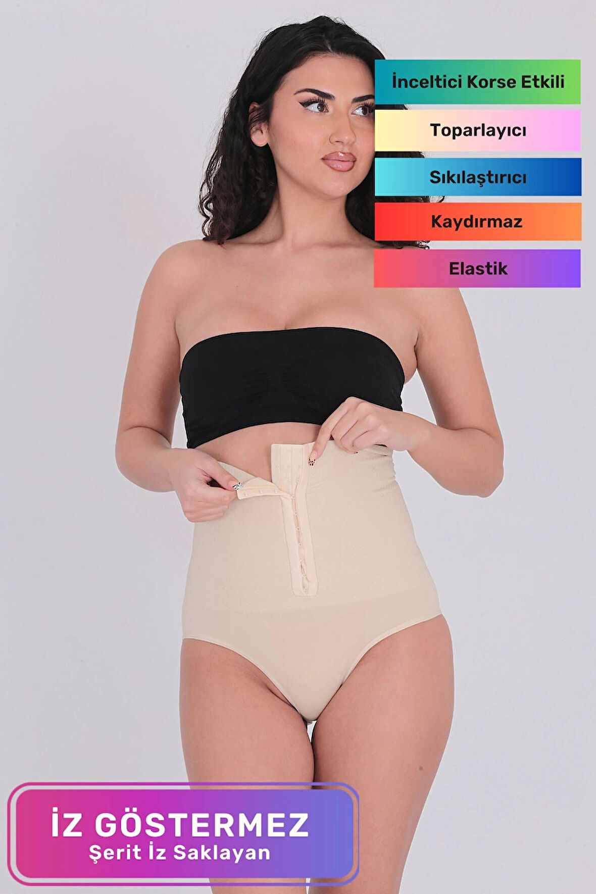 Premium Toparlayıcı Sıkılaştırıcı Vücut Şekillendirici Kaymaz Ağraflı Yüksek Bel Slip Korse