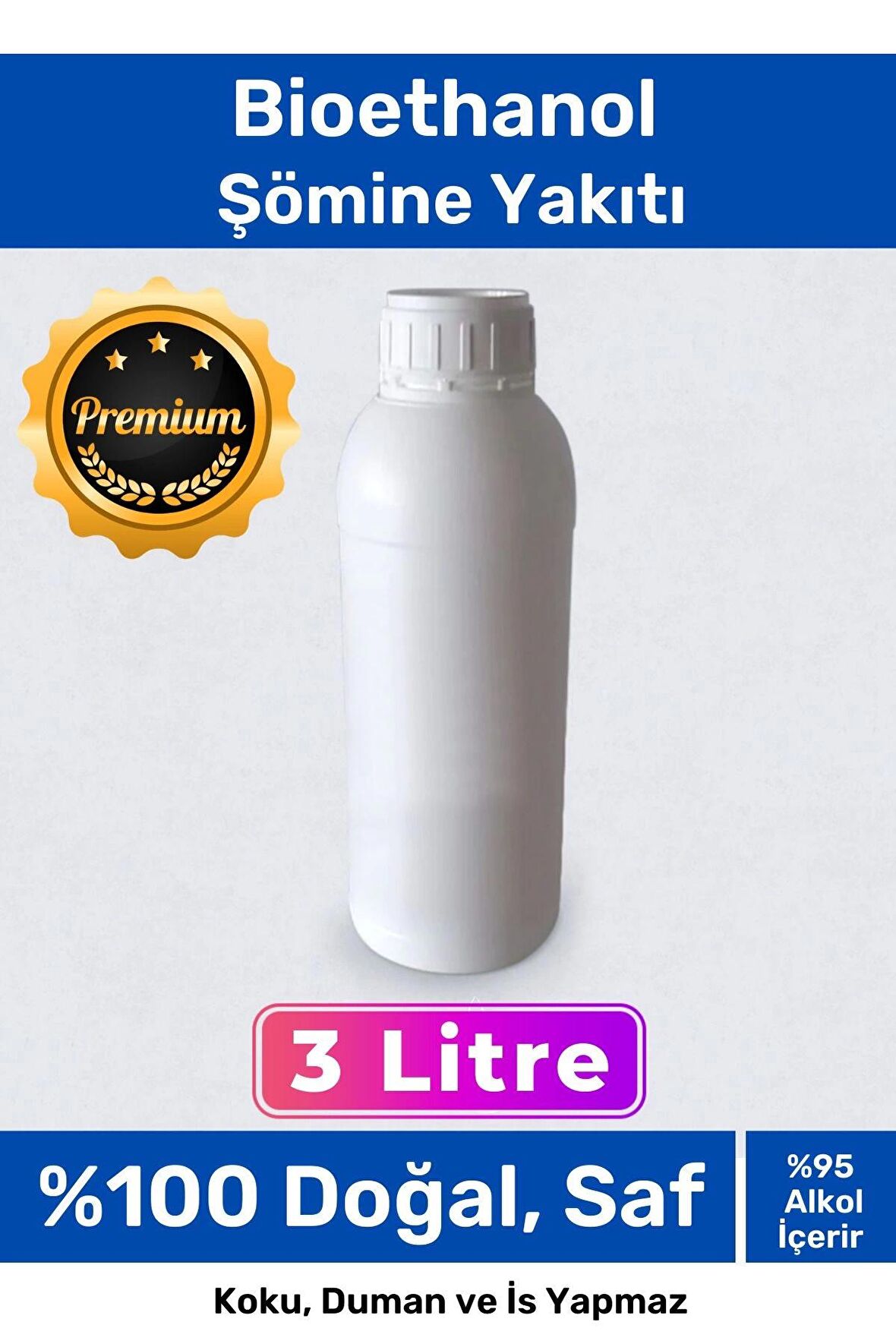 Özel Üretim %100 Doğal Saf Temiz Çevre Dostu Sıvı Koku Yapmayan Bioethanol Şömine Yakıtı 3 Litre