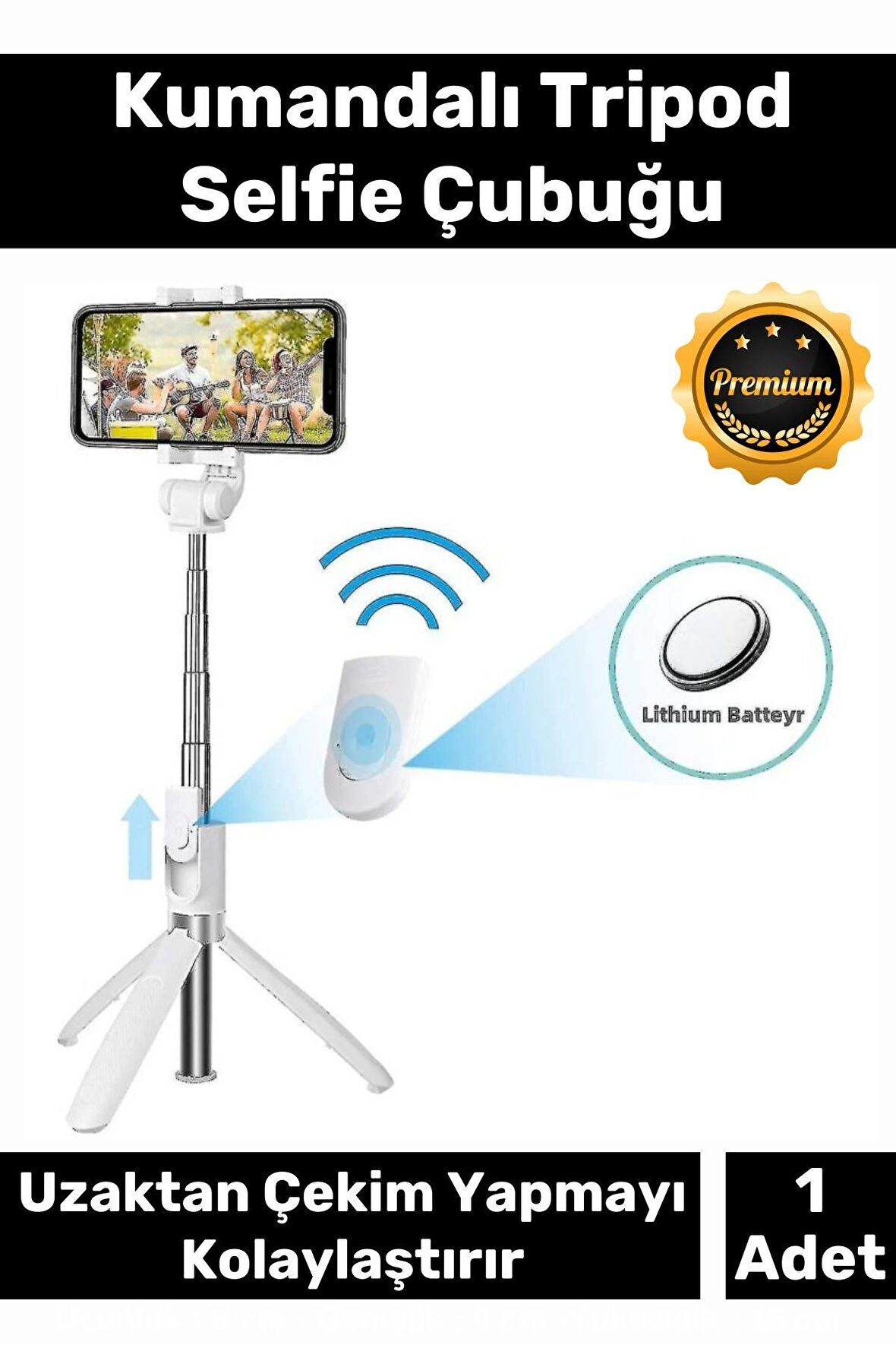 Premium Pratik Ayaklı Stabil Çekim Yapabilen Uzaktan Çekim Özellikli Kumandalı Tripod Selfie Çubuğu